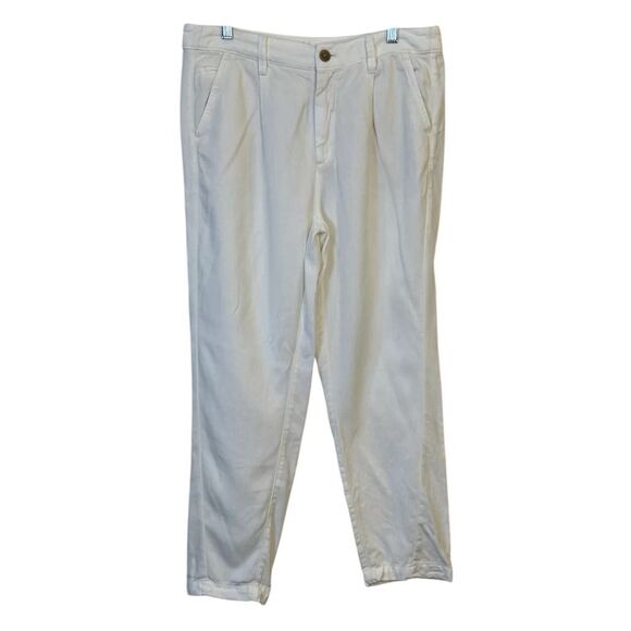 Anthropologie White Ivory Flannel‎ Pants Size 29 Mid Rise Tapered Leg. - Picture 1 of 11